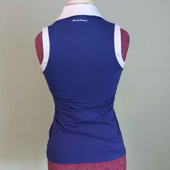 NWT Tommy Bahama Golf Blue and White Sleeveless Half Zip Polo, US XS - Picture 3 of 8